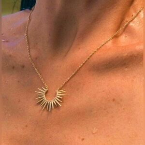 Gold Spike Urchin Necklace 16” sunburst chain